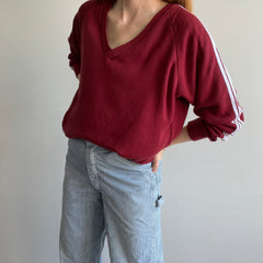 1970s Triple Stripe V-Neck Slouchy Sweatshirt by Warm Up