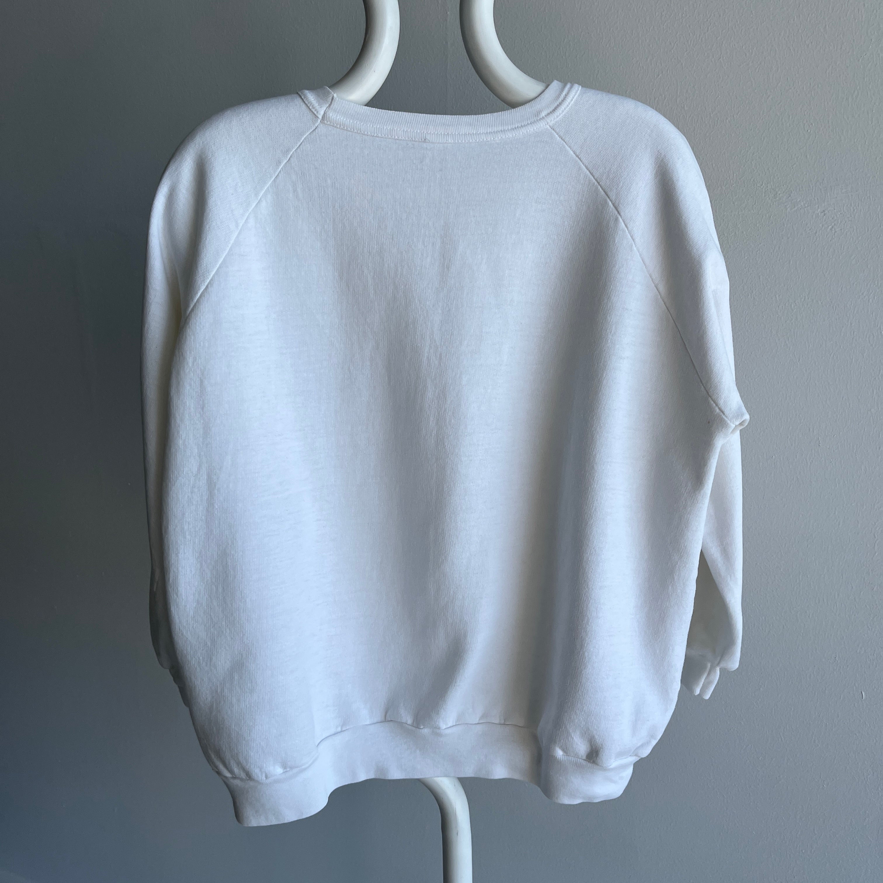 1970s DIY Denim Cloud Patch Sweatshirt with a Rolled Neck