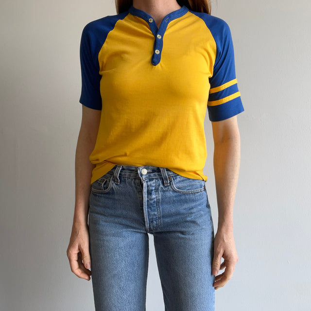 1980s Short Sleeve Baseball Henley T-Shirt