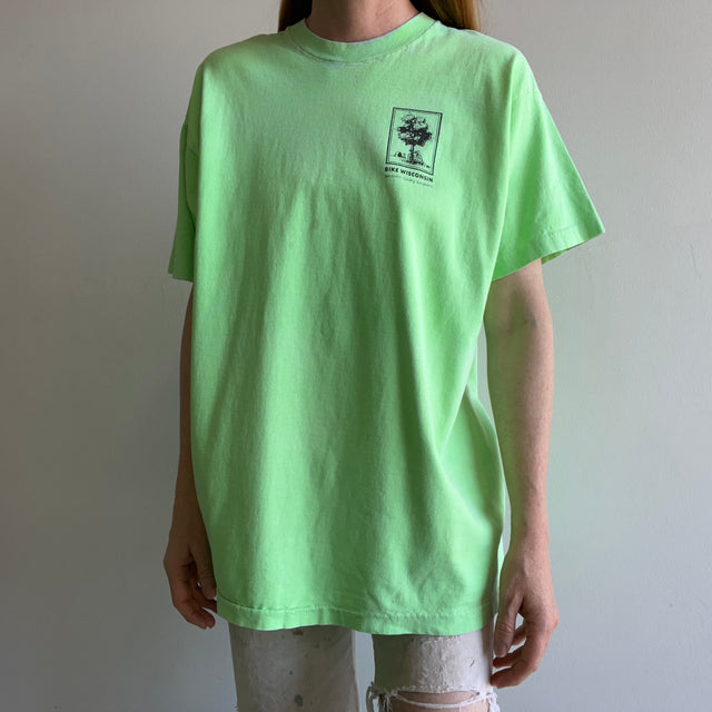 1980s Bike Wisconsin "Inn-to-Inn Cycling Vacations" Neon Green T-Shirt