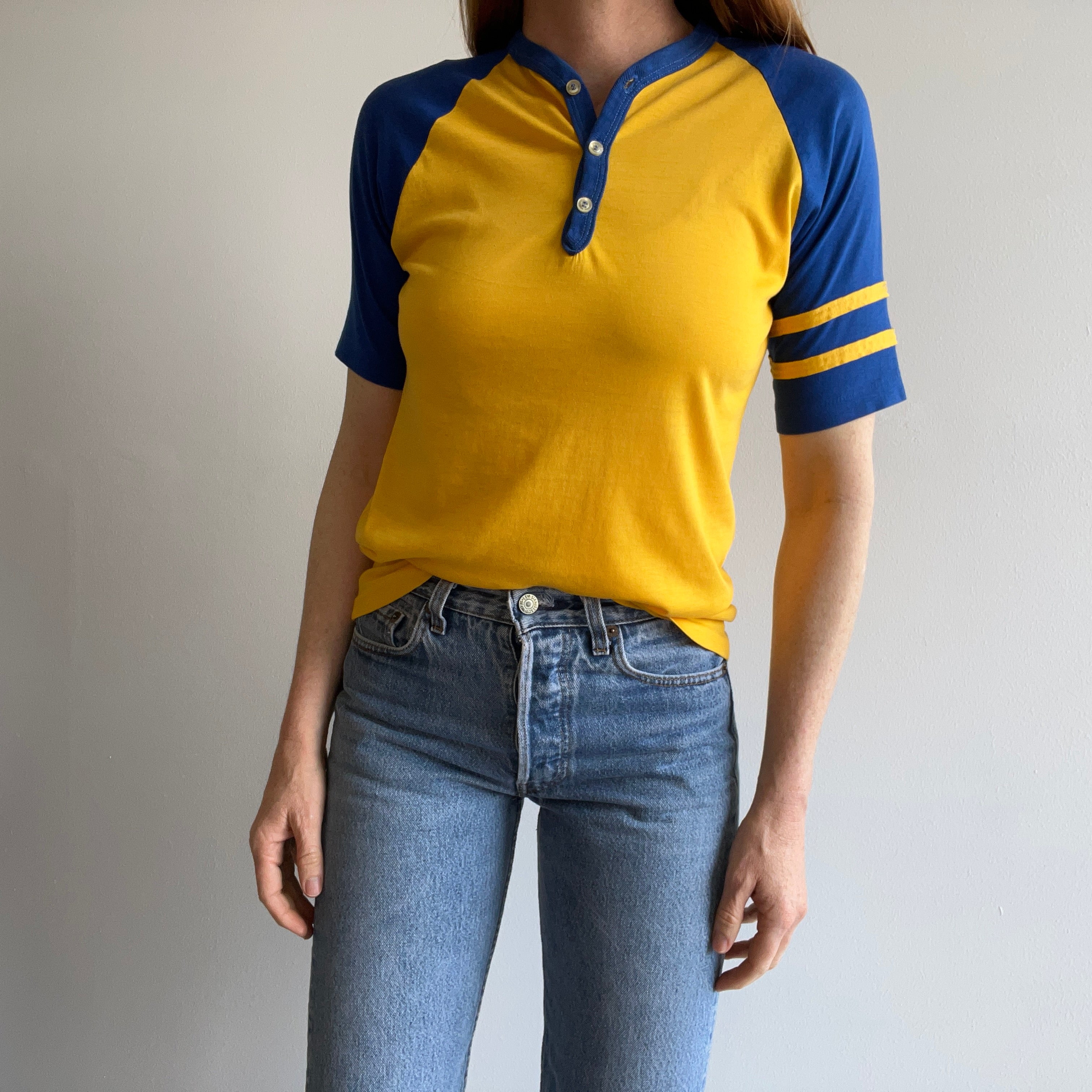 1980s Short Sleeve Baseball Henley T-Shirt