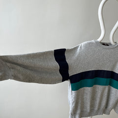 1980s Heather Grey Double Stripe Sweatshirt