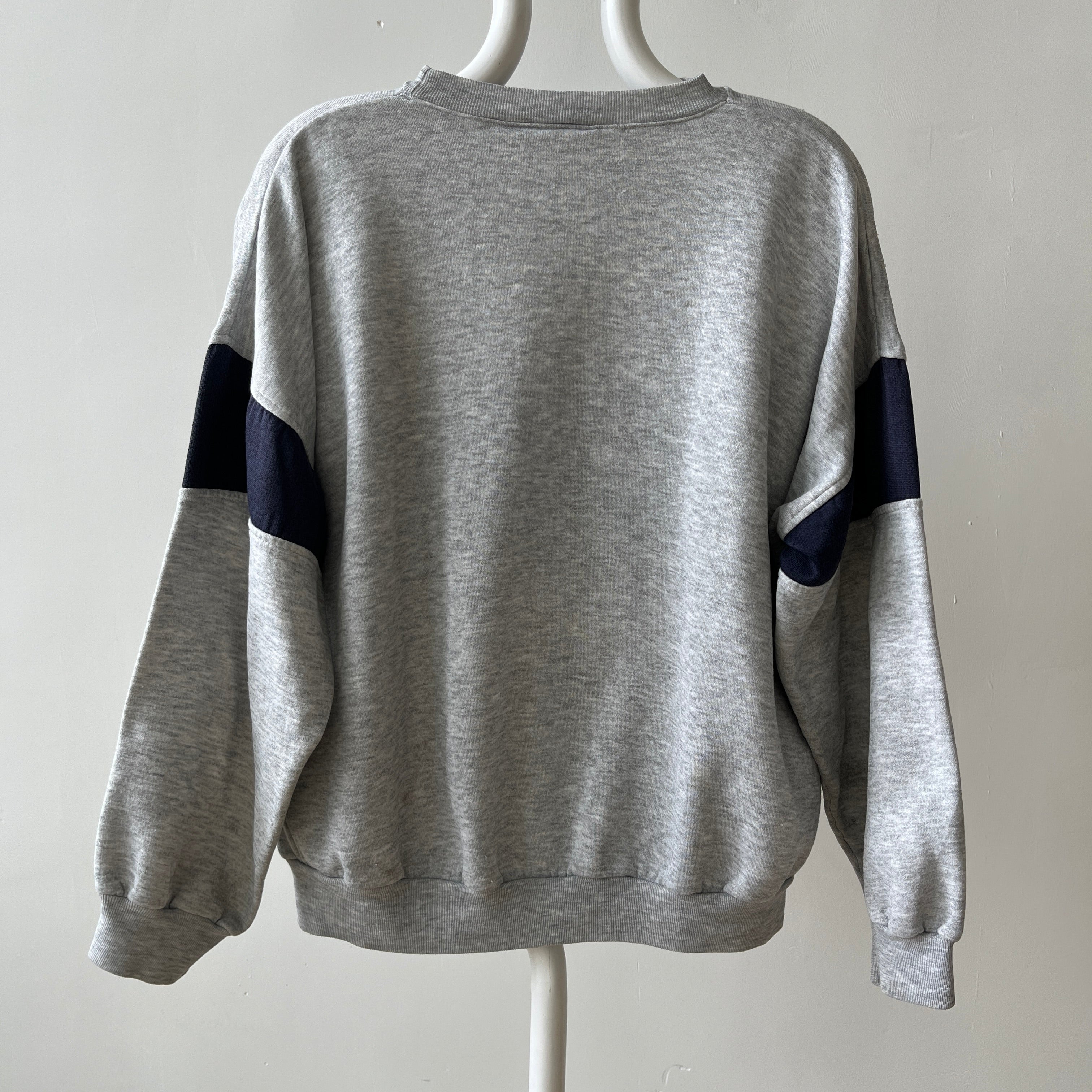 1980s Heather Grey Double Stripe Sweatshirt