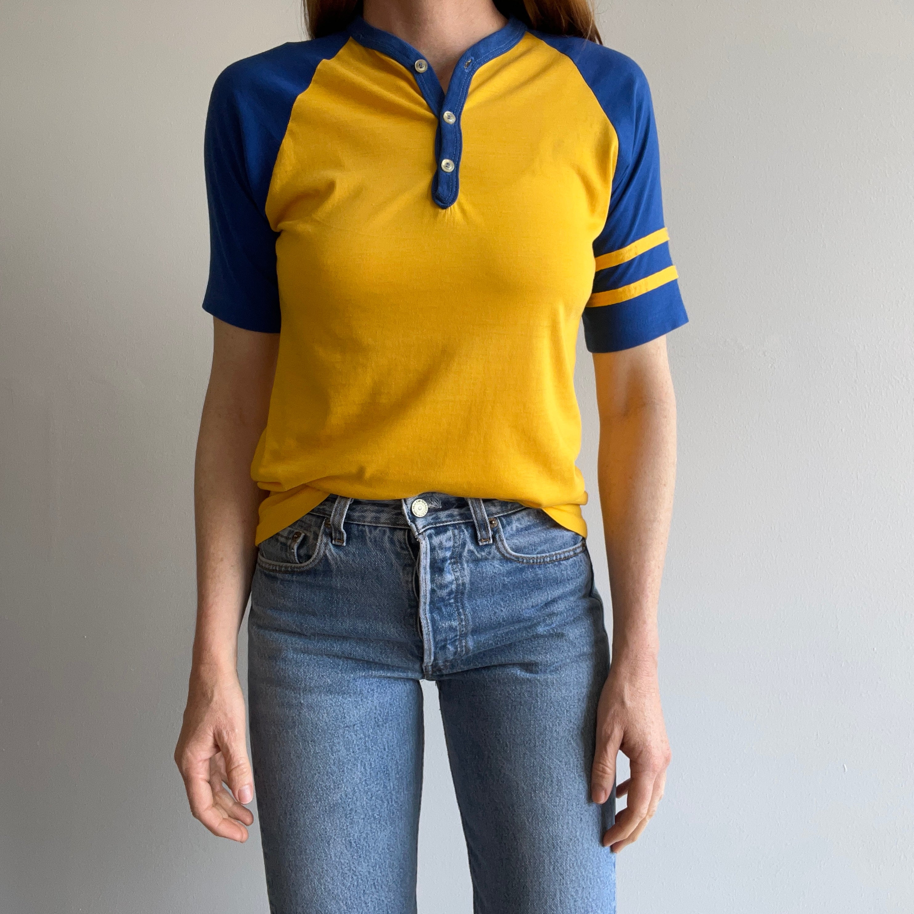 1980s Short Sleeve Baseball Henley T-Shirt