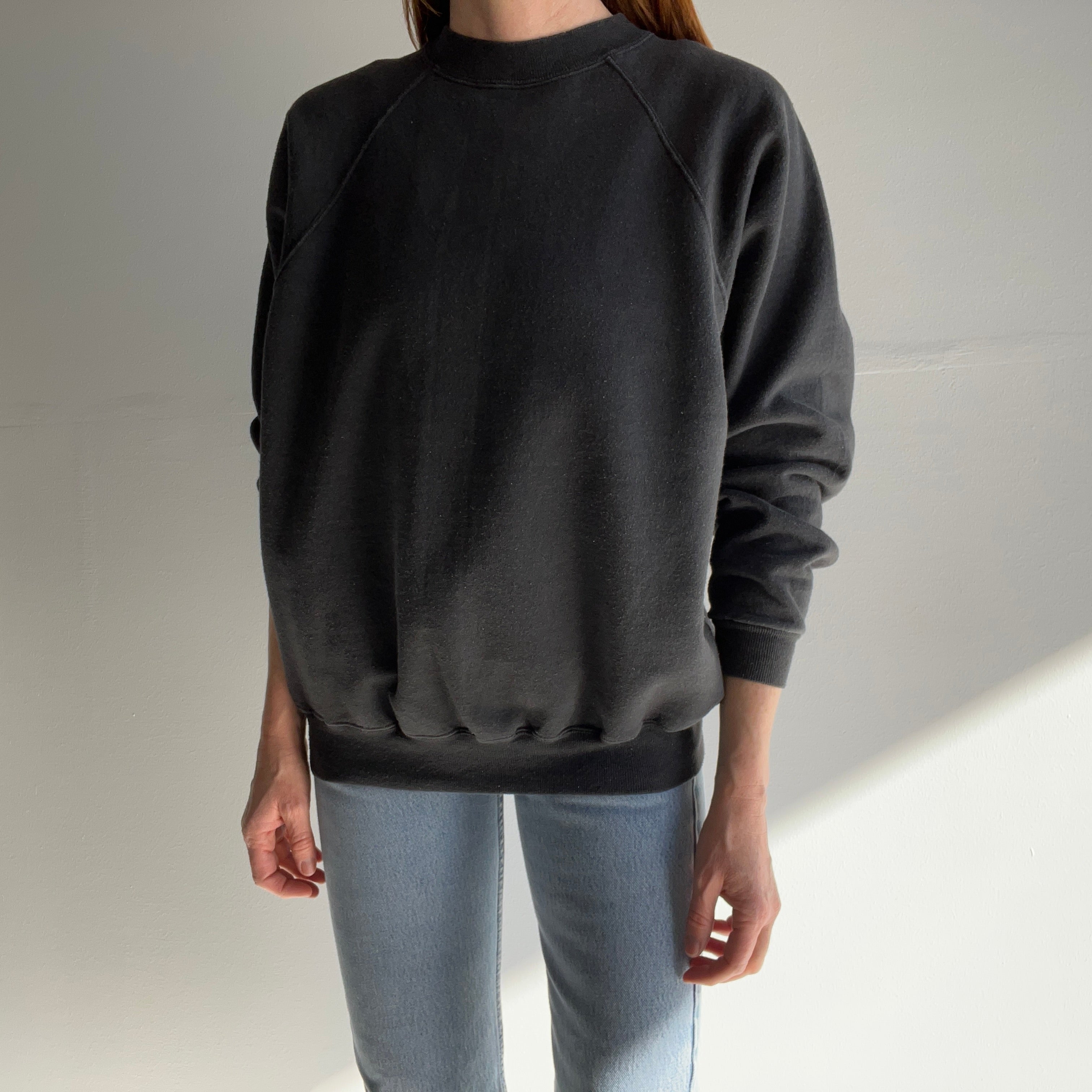 1990s Deep Gray/Faded Black Blank Sweatshirt