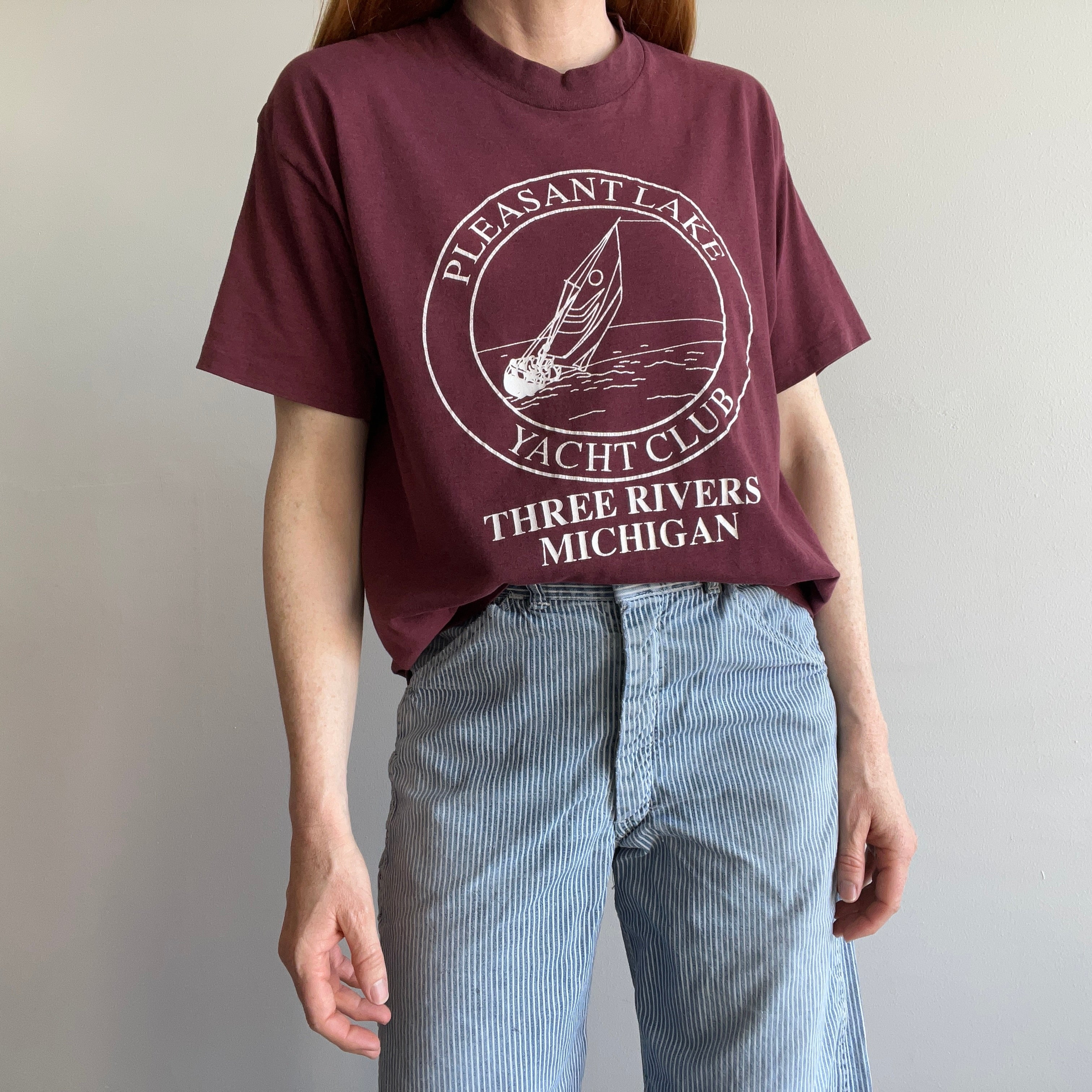 1980s Pleasant Lake Yacht Club, Three Rivers Michigan T-Shirt