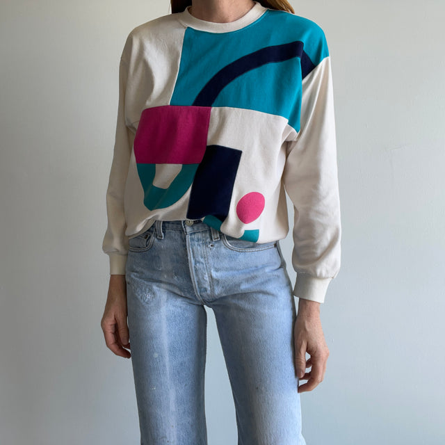 1980s Geometric Shape Jersey Sweatshirt/Shirt