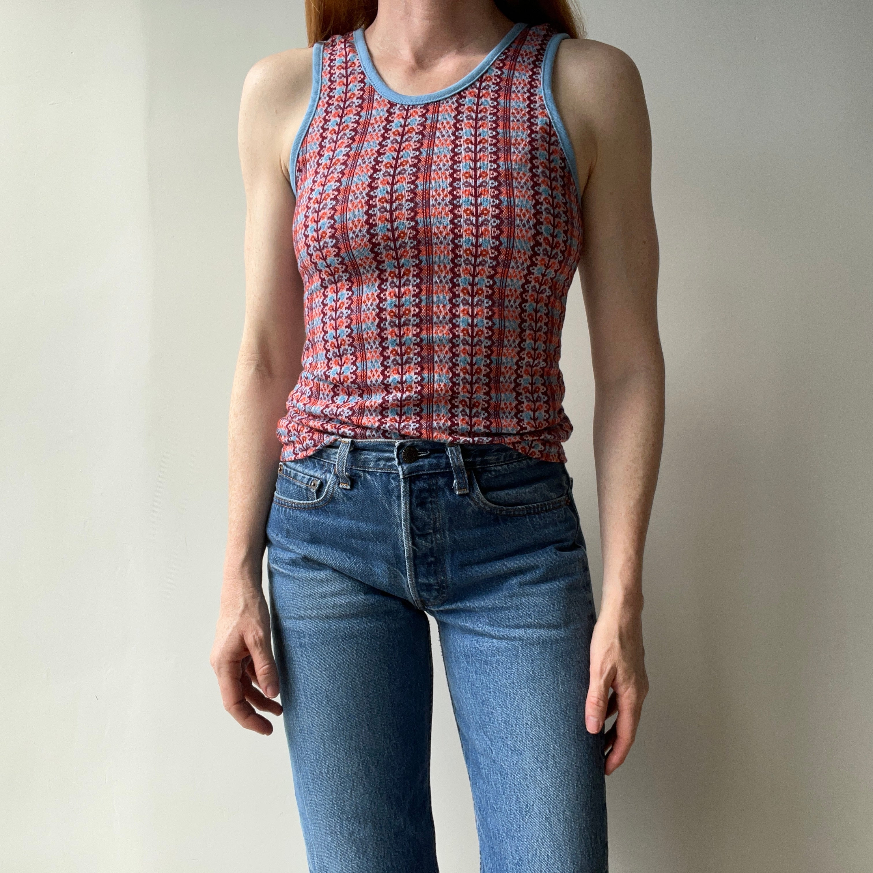 1970s Non Stretchy Super Cool Pattern Tank (Blank bc No Graphic)