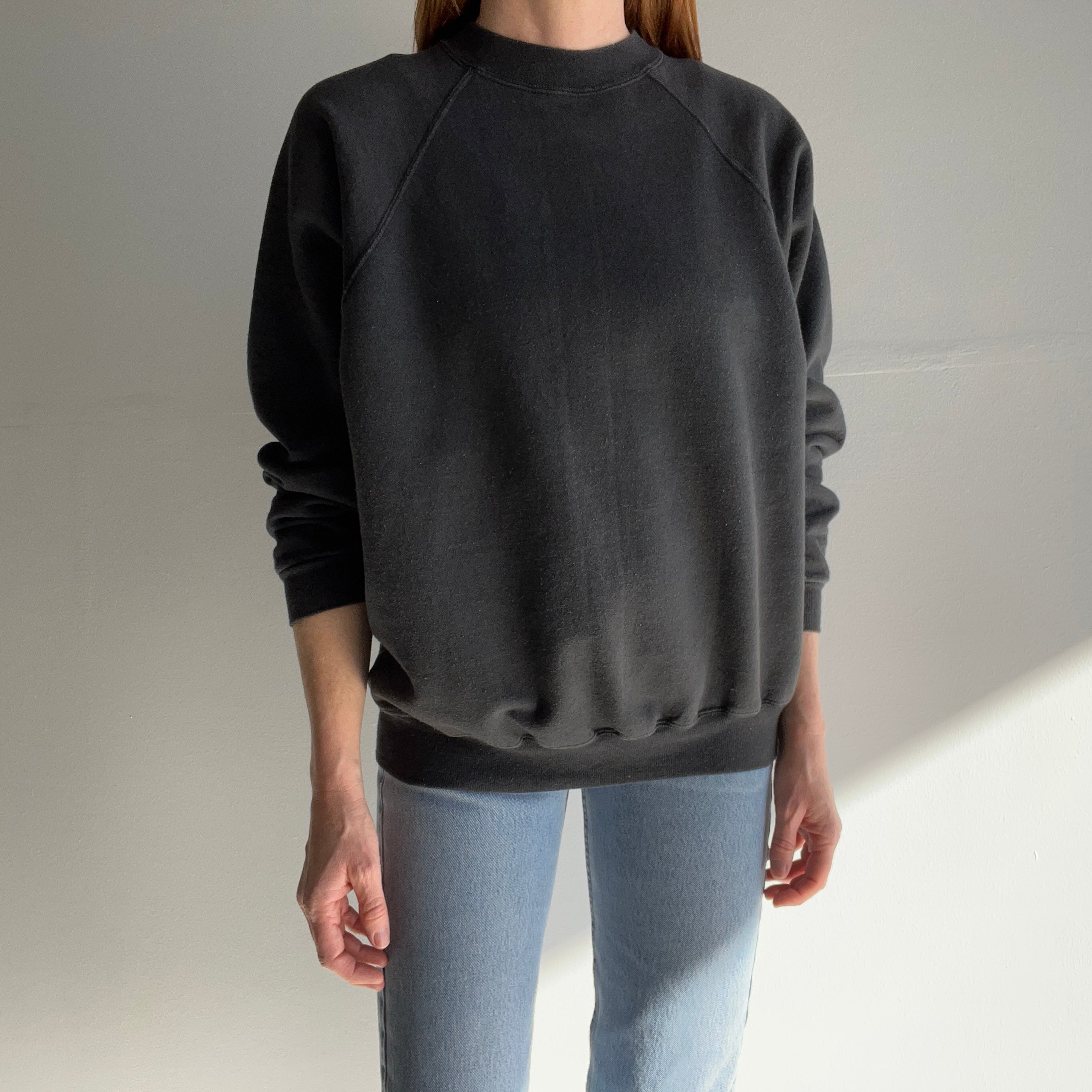 1990s Deep Gray/Faded Black Blank Sweatshirt