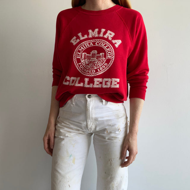 1980s Elmira College Sweatshirt - Super Soft and Slouchy