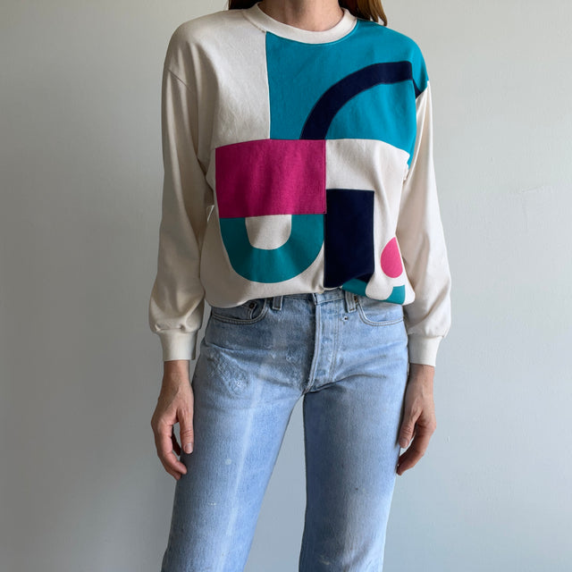 1980s Geometric Shape Jersey Sweatshirt/Shirt