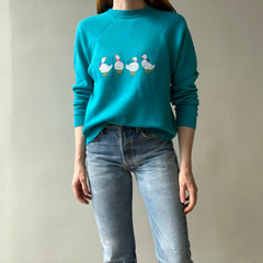 1980s DIY Needlepoint (?) Goose (?) Sweatshirt