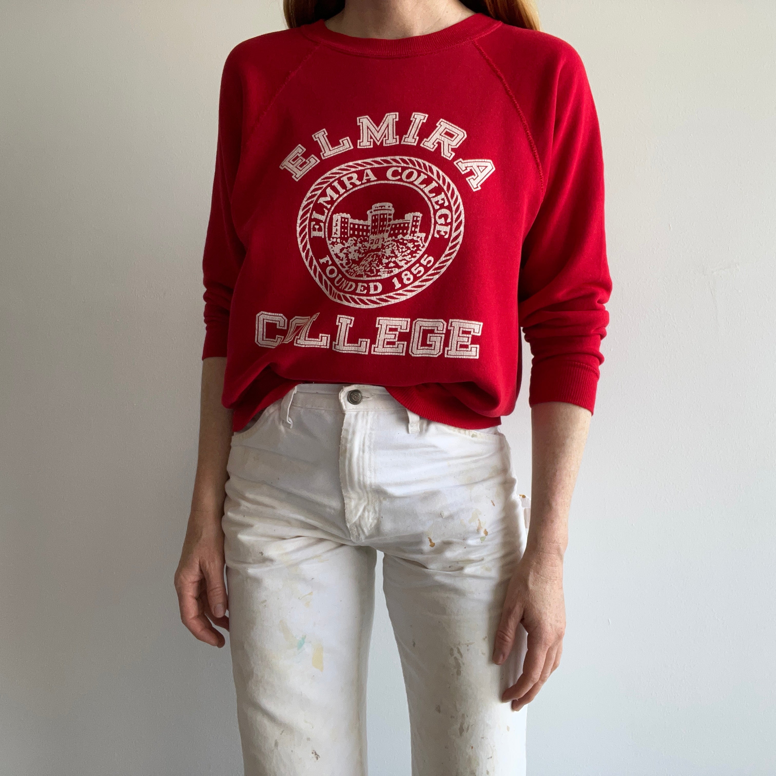 1980s Elmira College Sweatshirt - Super Soft and Slouchy