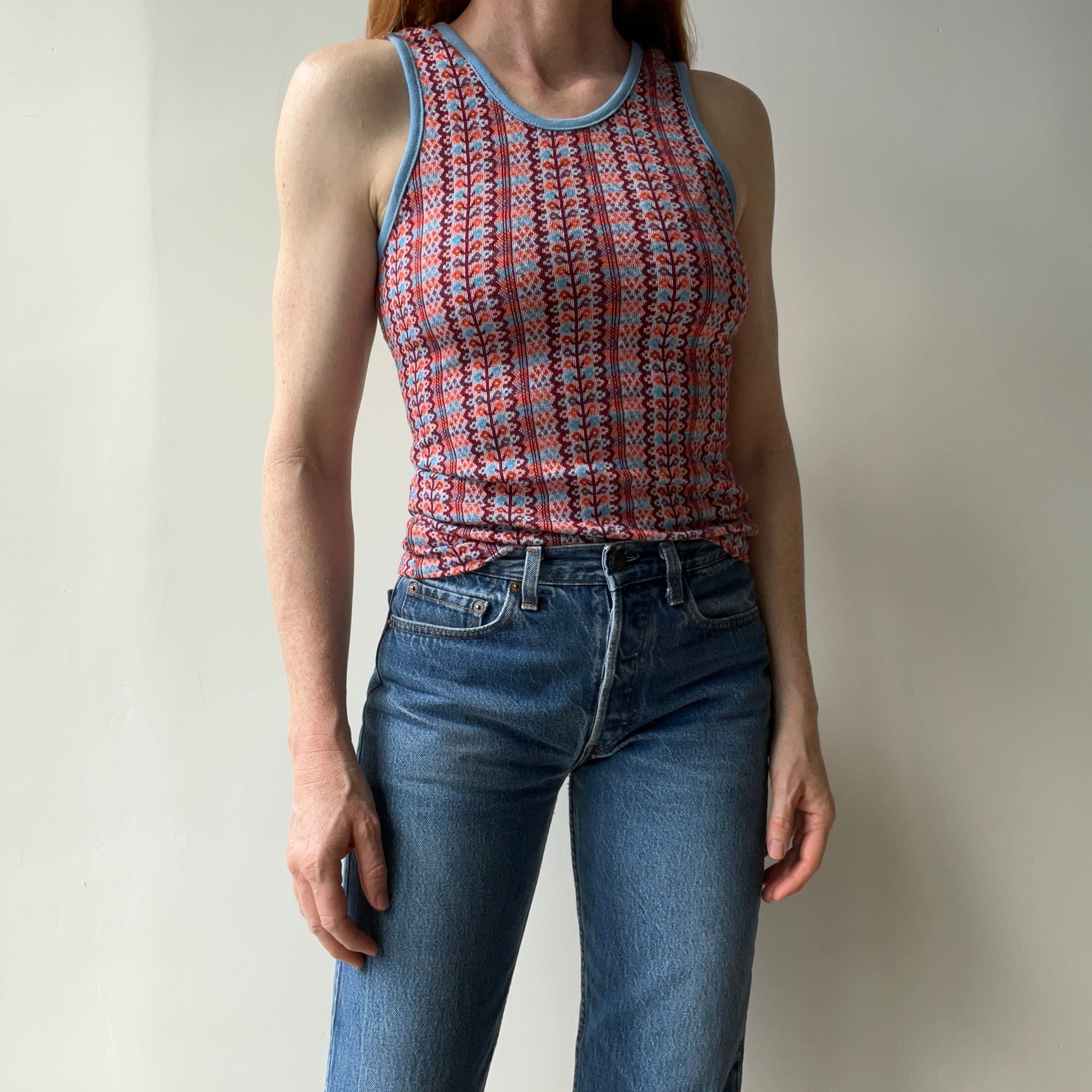 1970s Non Stretchy Super Cool Pattern Tank (Blank bc No Graphic)