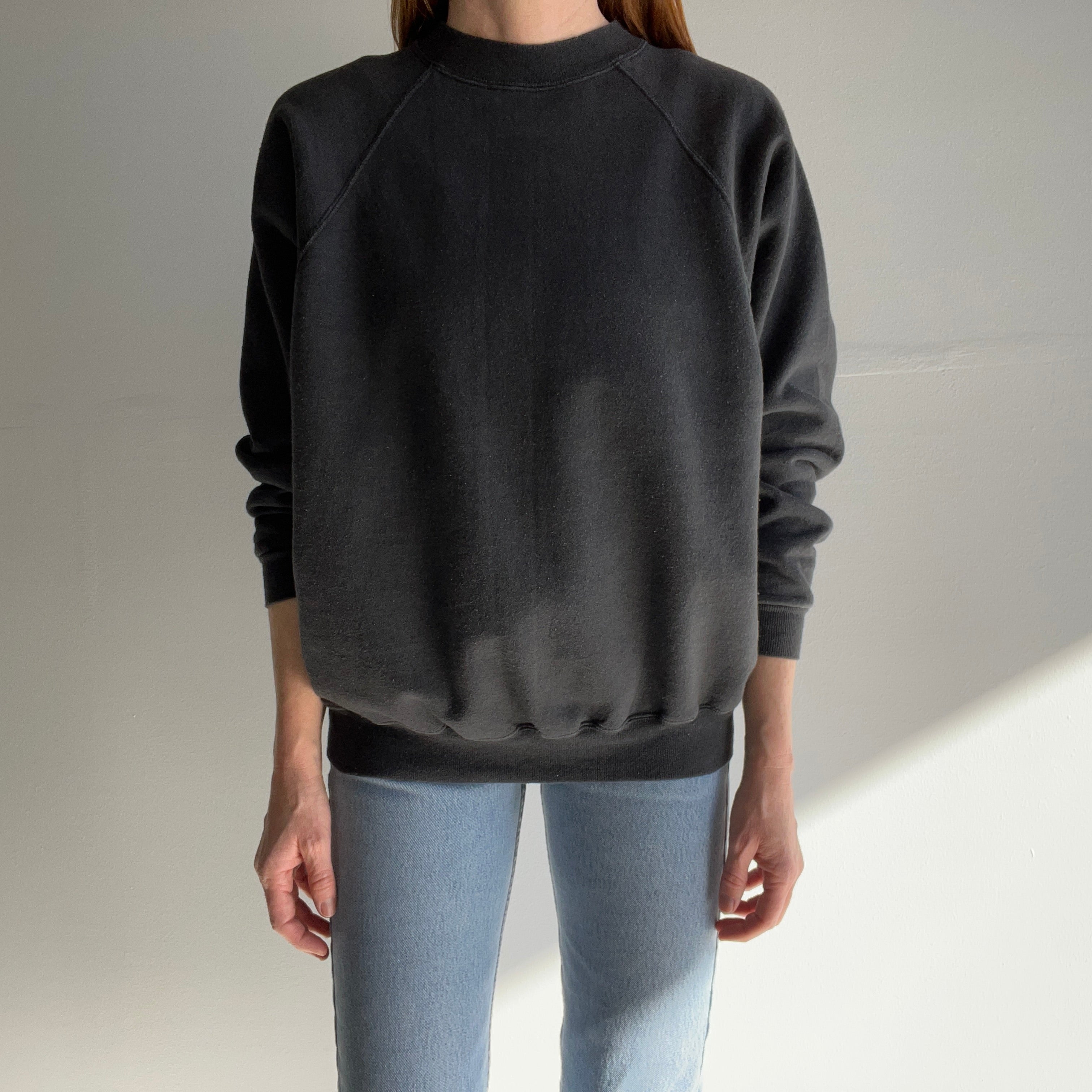 1990s Deep Gray/Faded Black Blank Sweatshirt