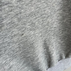 1980s Nicely Tattered Split Collar Blank Gray Sweatshirt