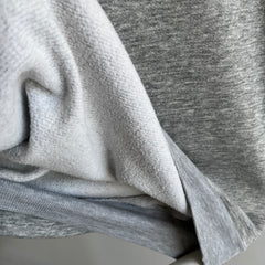 1980s Nicely Tattered Split Collar Blank Gray Sweatshirt