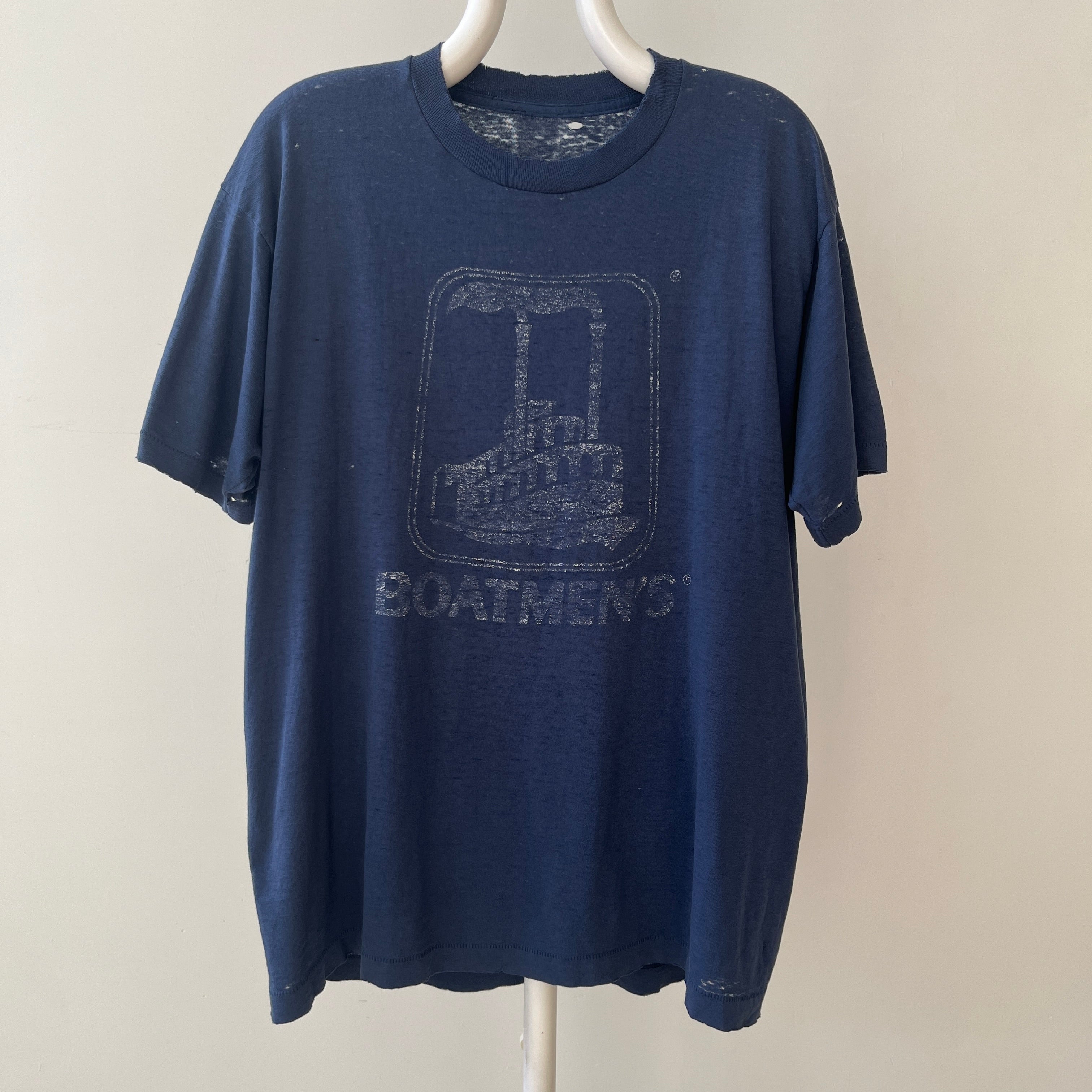 1980s Thrashed Navy Boatmen's T Shirt