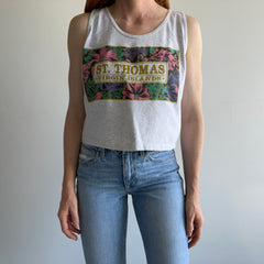 1980s St. Thomas Cropped Tank Top - Cotton. USA Made