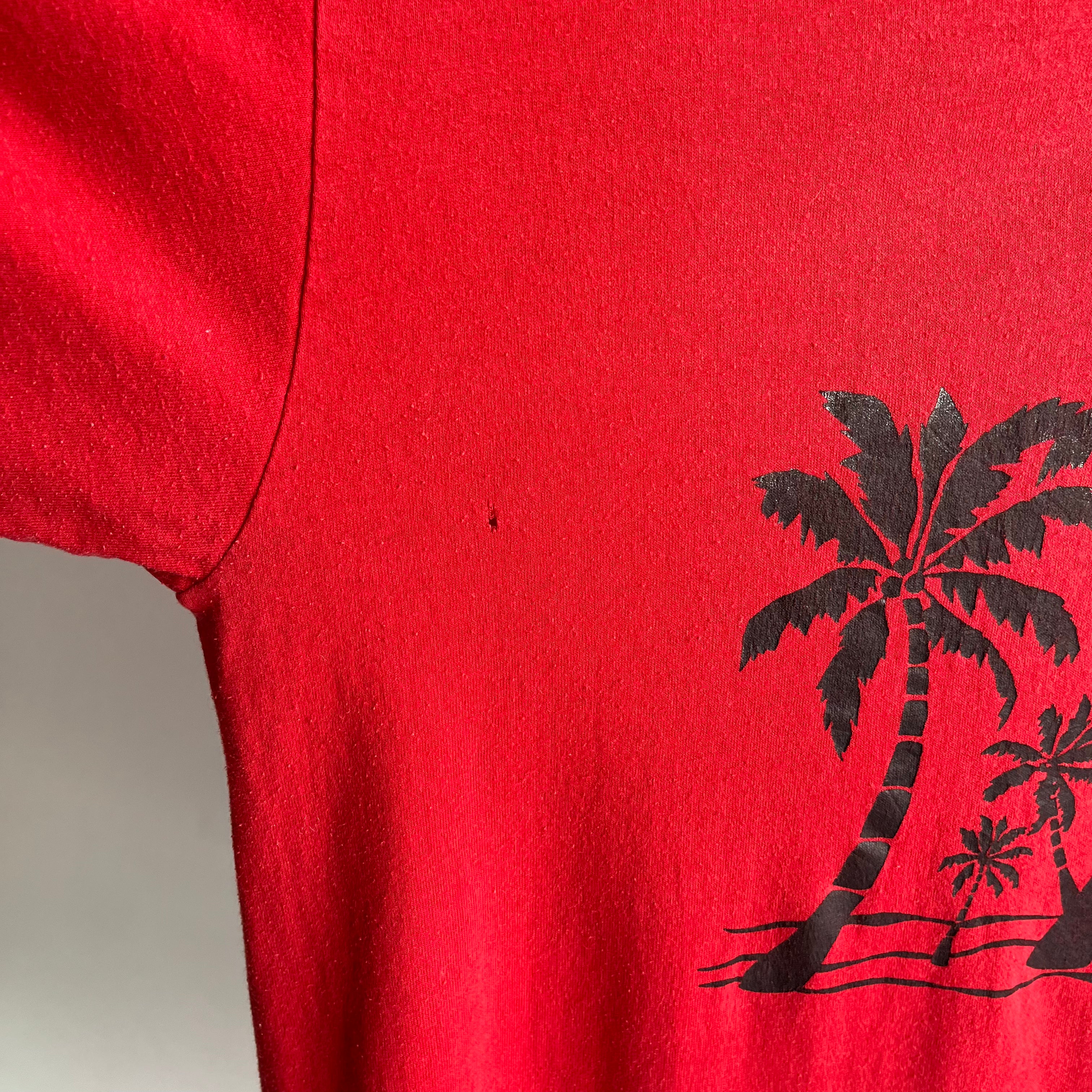 1970/80s Palm Trees on a Red T-Shirt on a Cal Cru