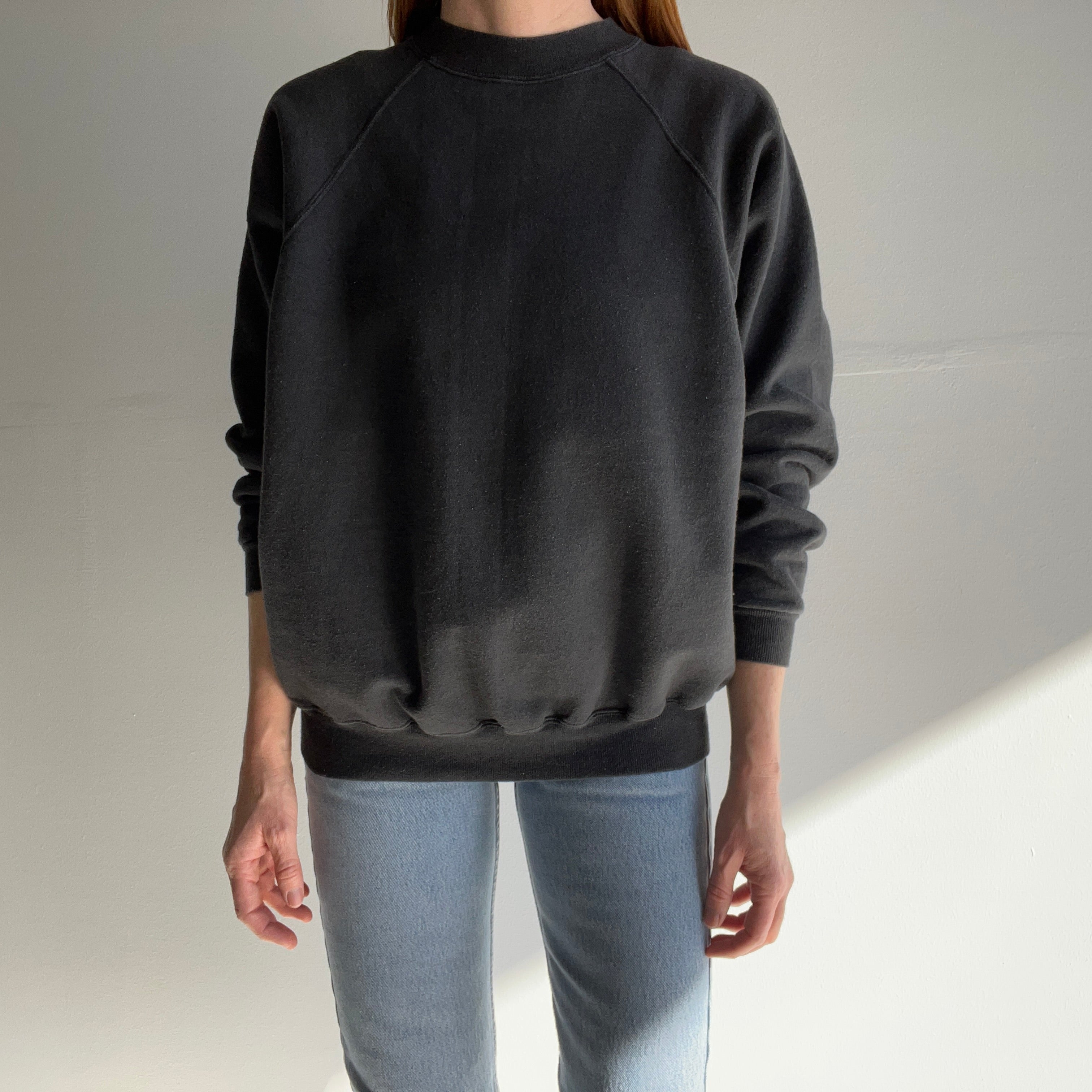 1990s Deep Gray/Faded Black Blank Sweatshirt