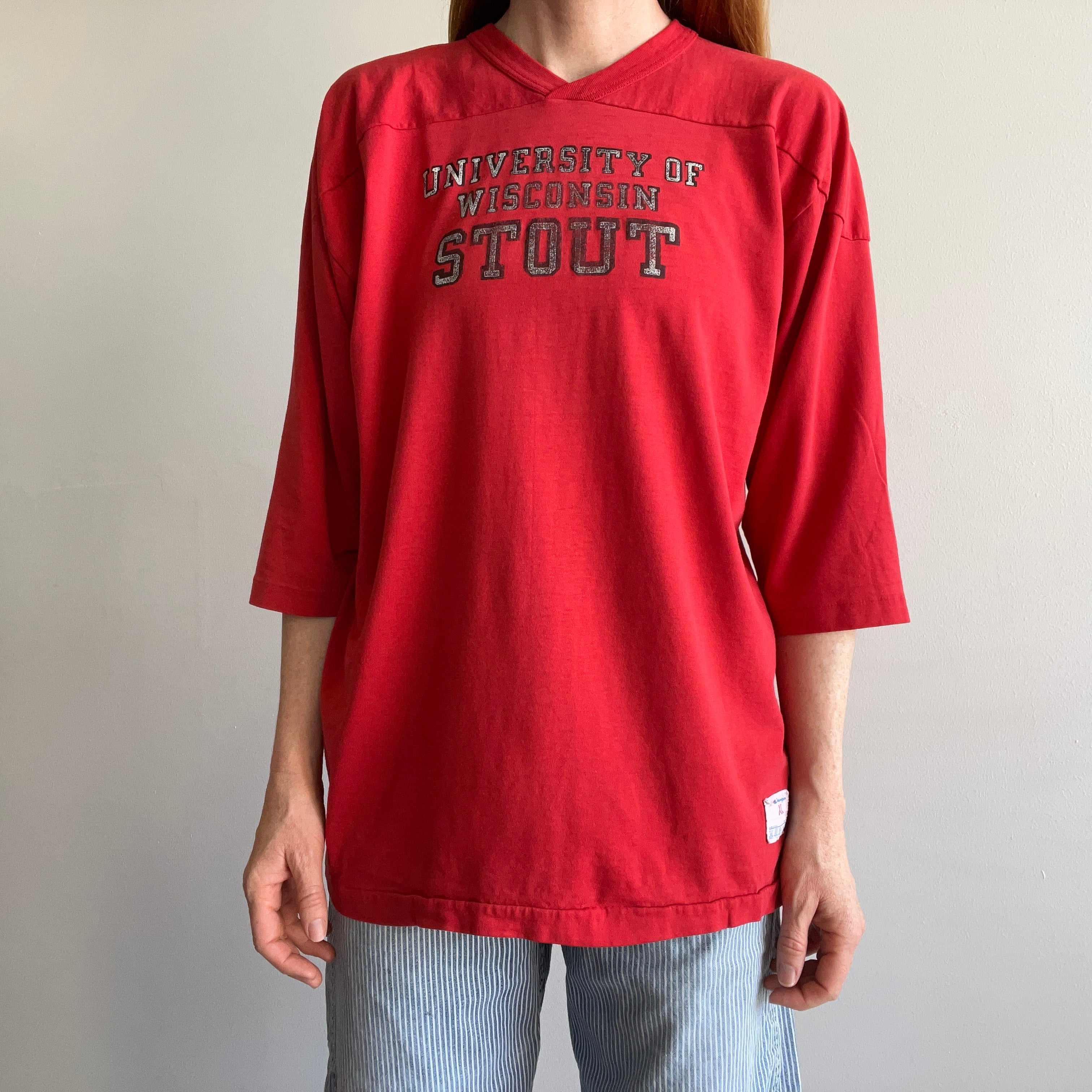 1970s Champion Brand University of Wisconsin Stout Super Soft Football Shirt