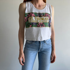 1980s St. Thomas Cropped Tank Top - Cotton. USA Made