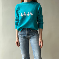 1980s DIY Needlepoint (?) Goose (?) Sweatshirt