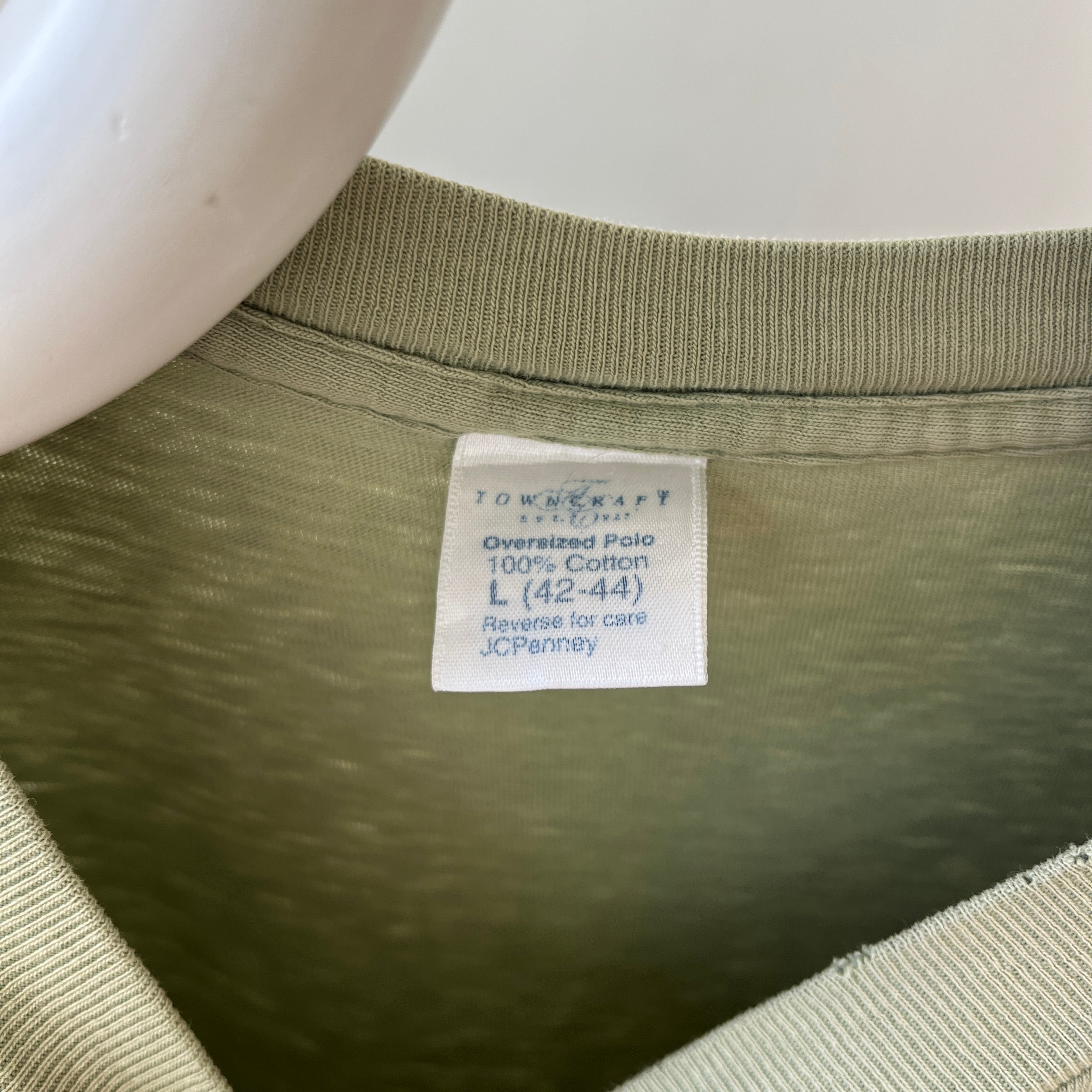 1990s Blank Faded Sage Green Pocket T Shirt