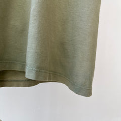 1990s Blank Faded Sage Green Pocket T Shirt