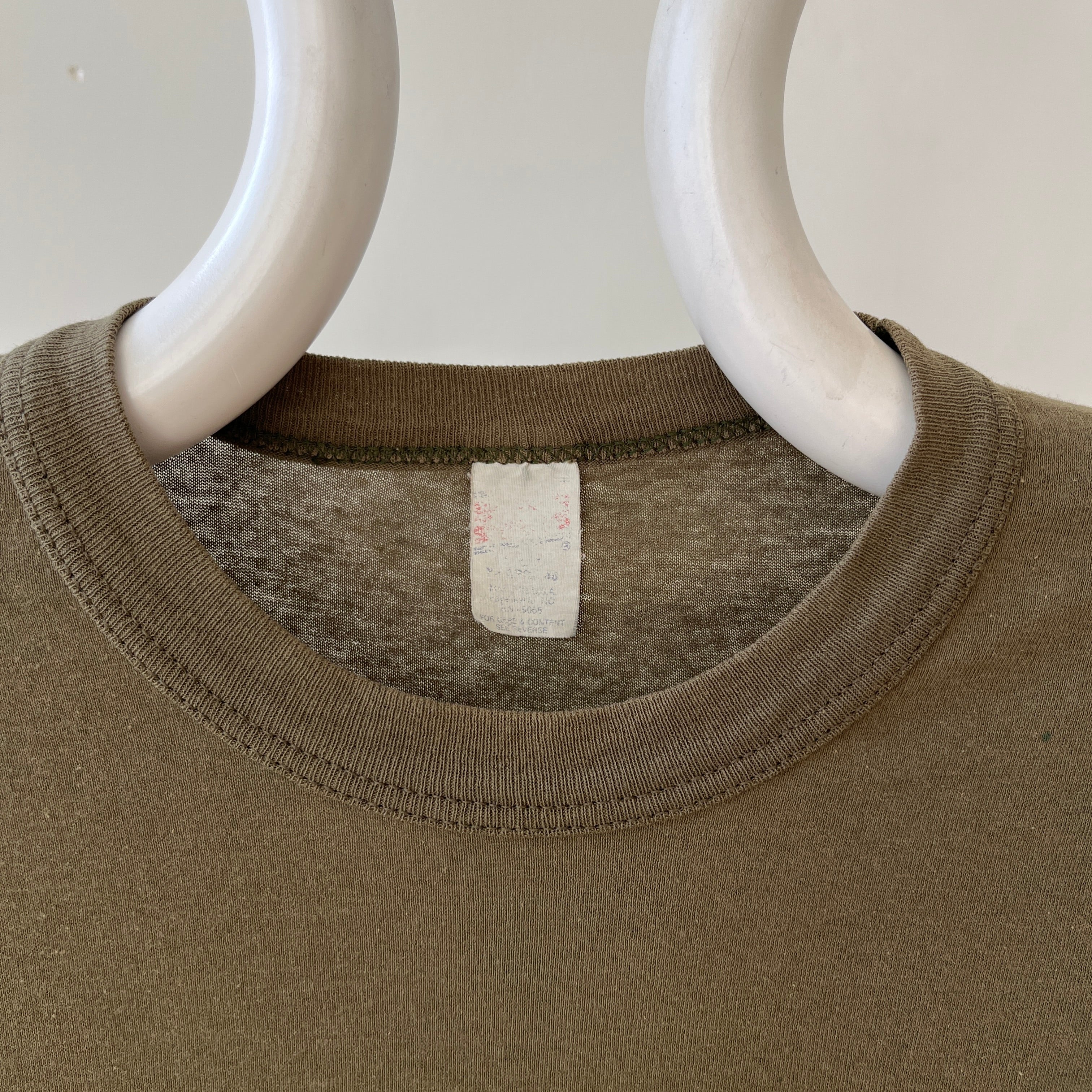 1980s Blank Olive Green T Shirt