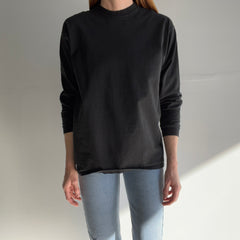 1990s USA Made Blank Black Long Sleeve Cotton T-Shirt by Russell