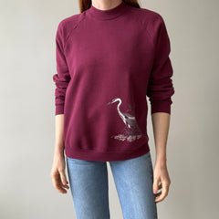 1980s Unique Egret  or Crane (?) Sweatshirt