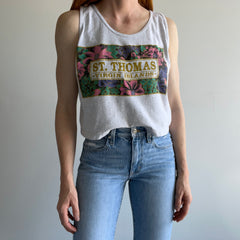 1980s St. Thomas Cropped Tank Top - Cotton. USA Made