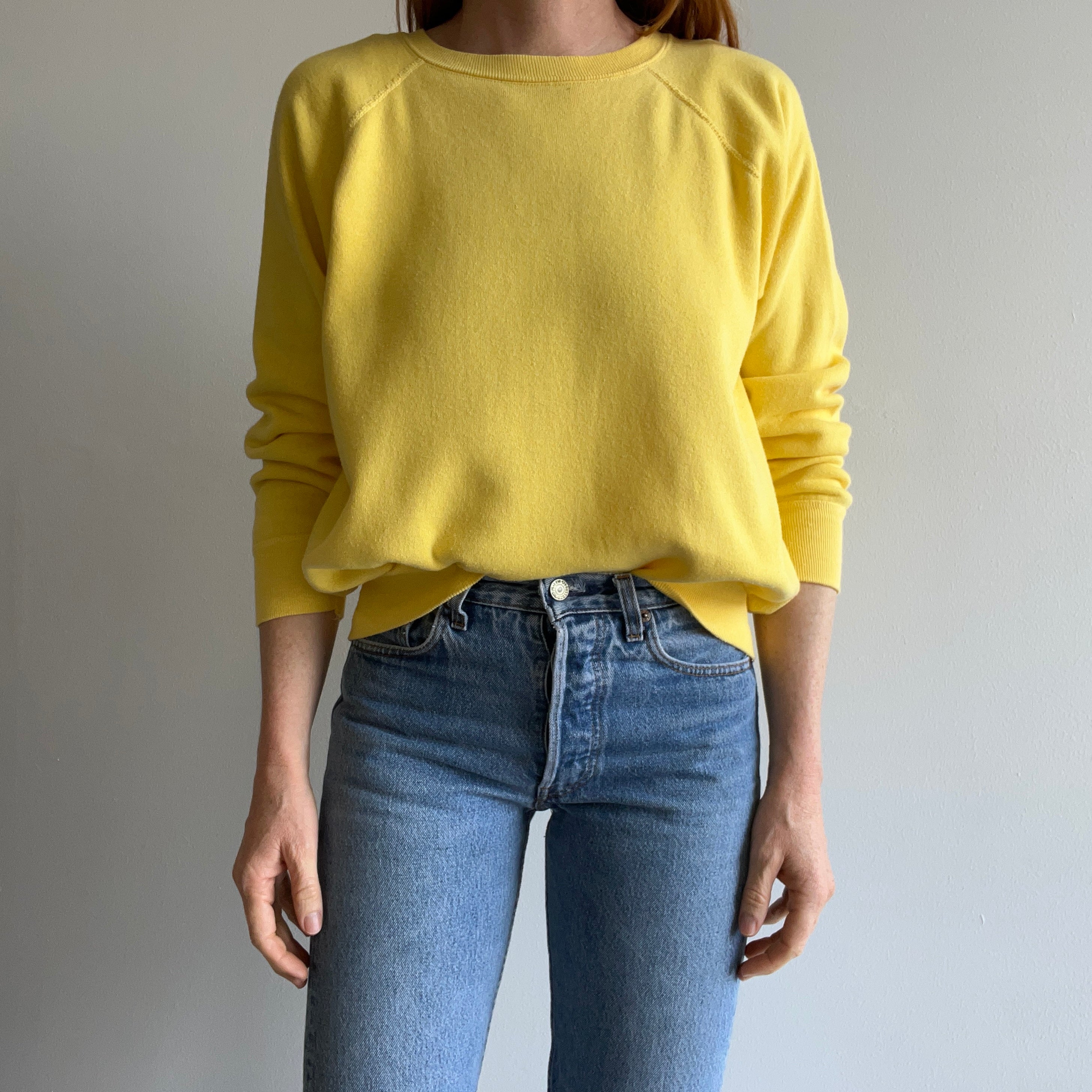 1980s Buttery Yellow Sweatshirt - !!!!!