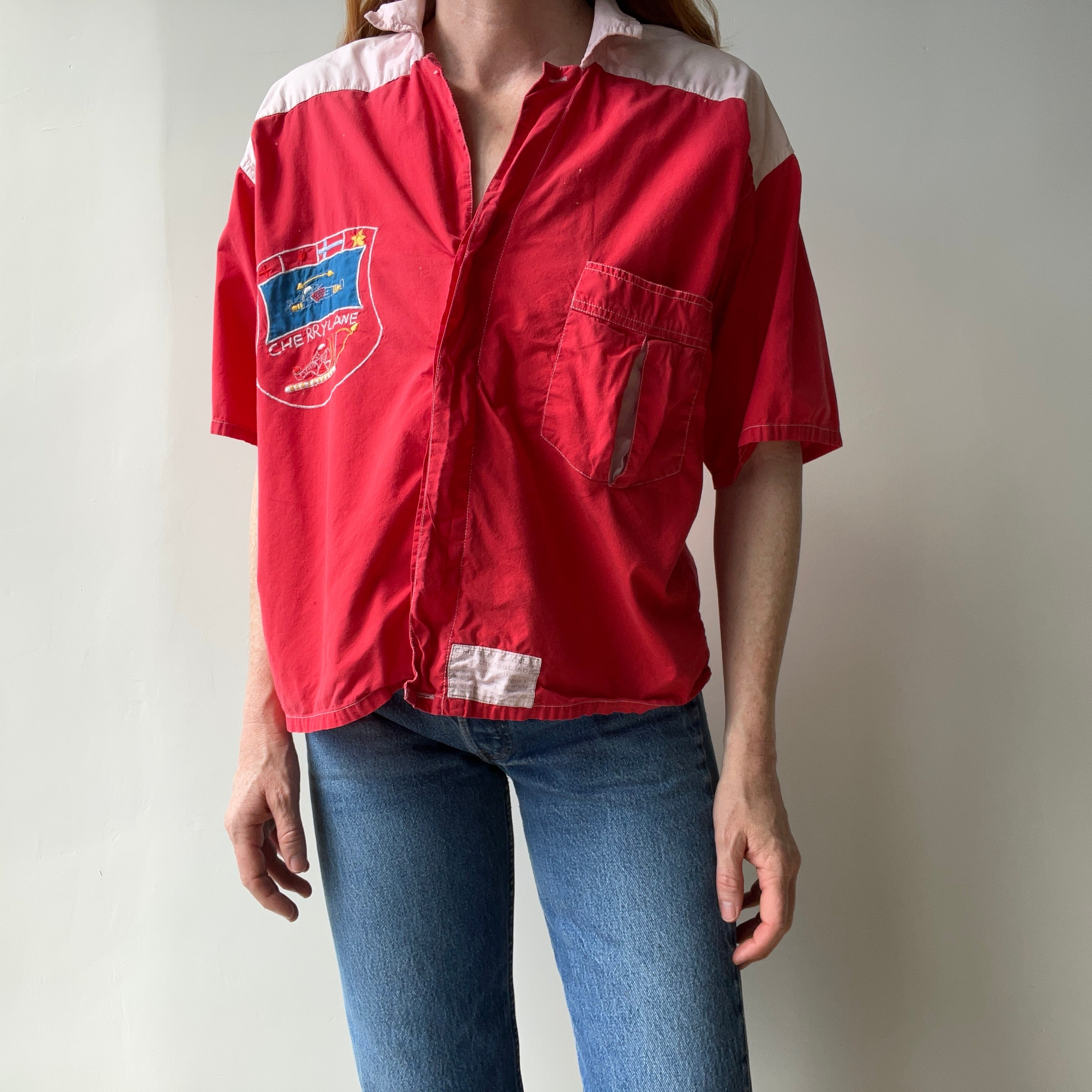 1980/90s Confusing Cherry Lane Cotton Short Sleeve Button Up