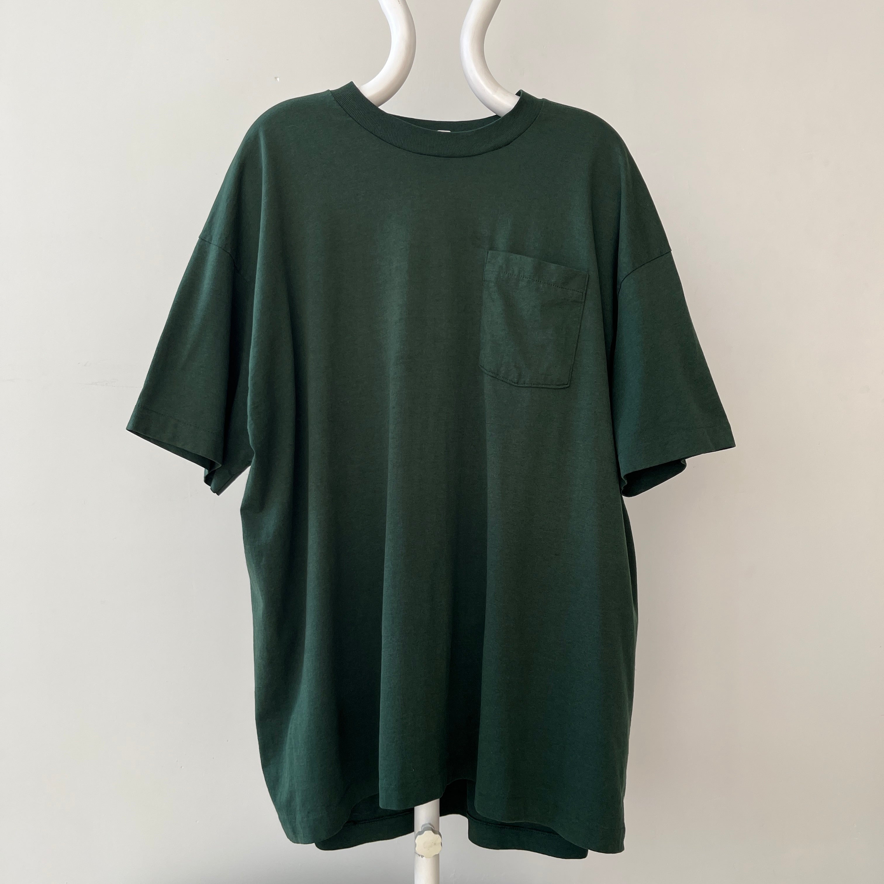 1990s Blank Forest Green Pocket T Shirt
