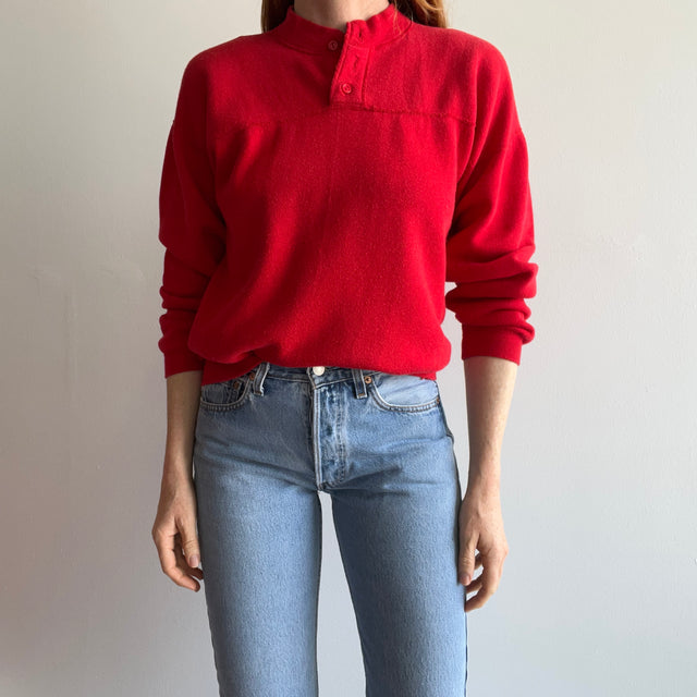1980s Bassett Walker Lovely Red Henley Sweatshirt