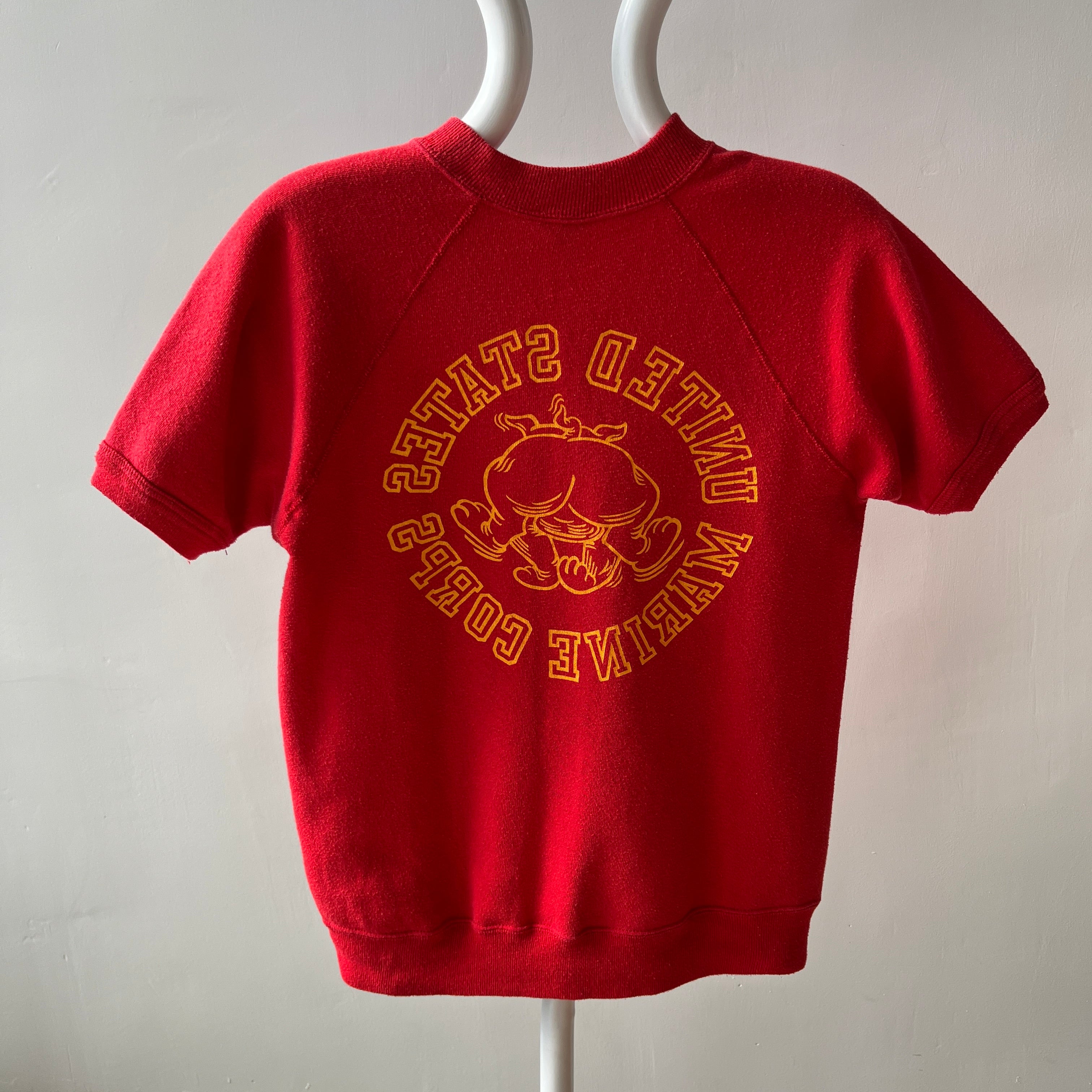 1980s USMC Front and Back Bulldog (Butt!!!) Short Sleeve Warm Up USA Made