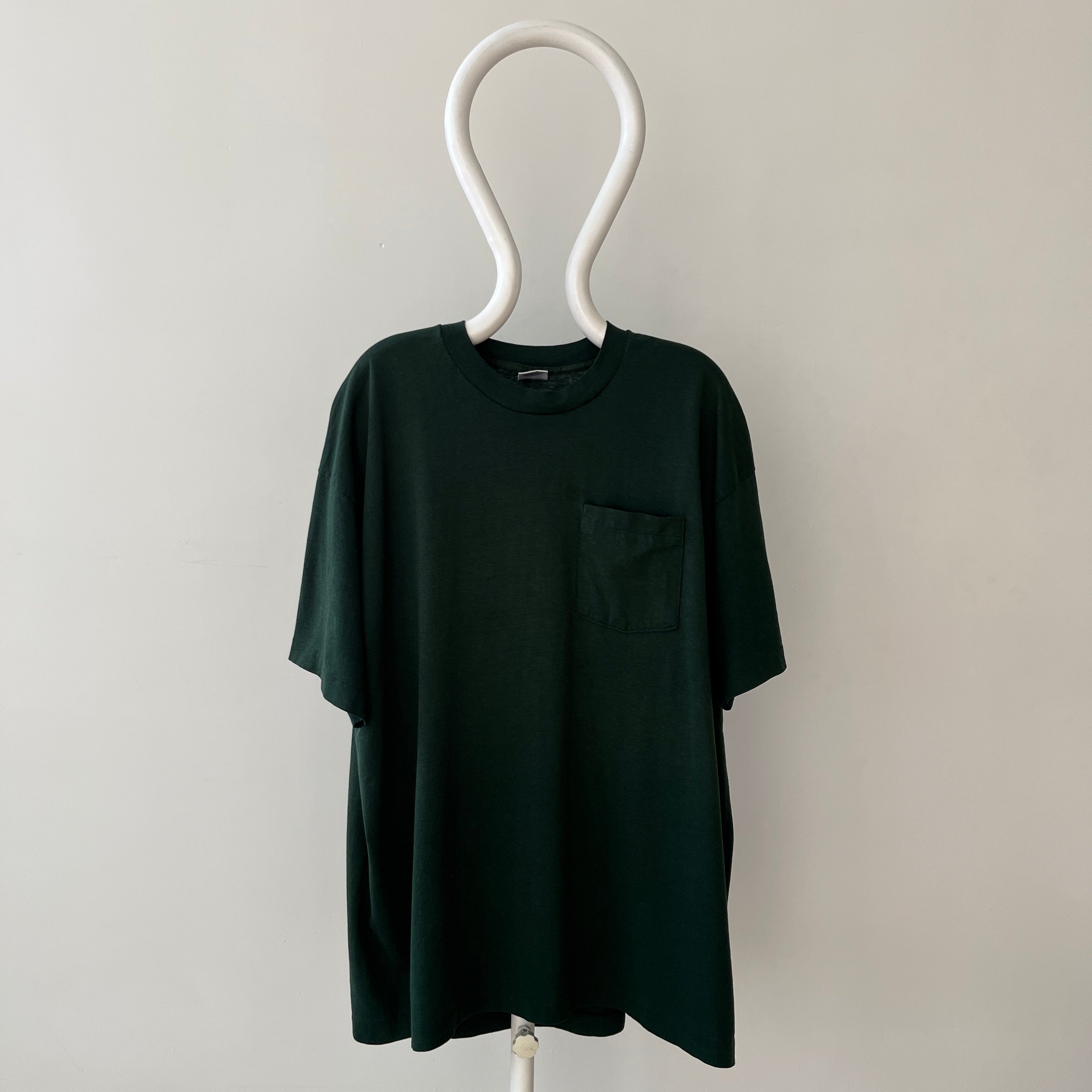 1990s Blank Forest Green Pocket T Shirt