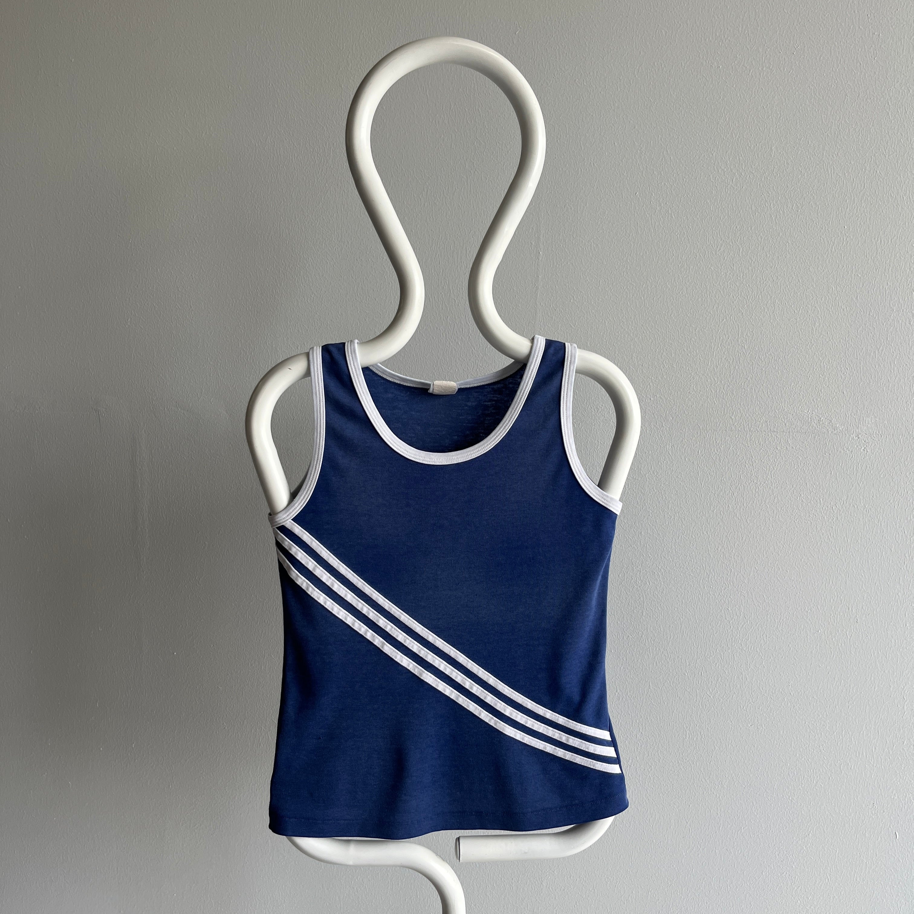 1980s Triple Stripe Fitted Tank Top - THIS