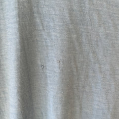 1970s Blank Baby Blue Double Layered Long Sleeve Shirt - Long Johns Style