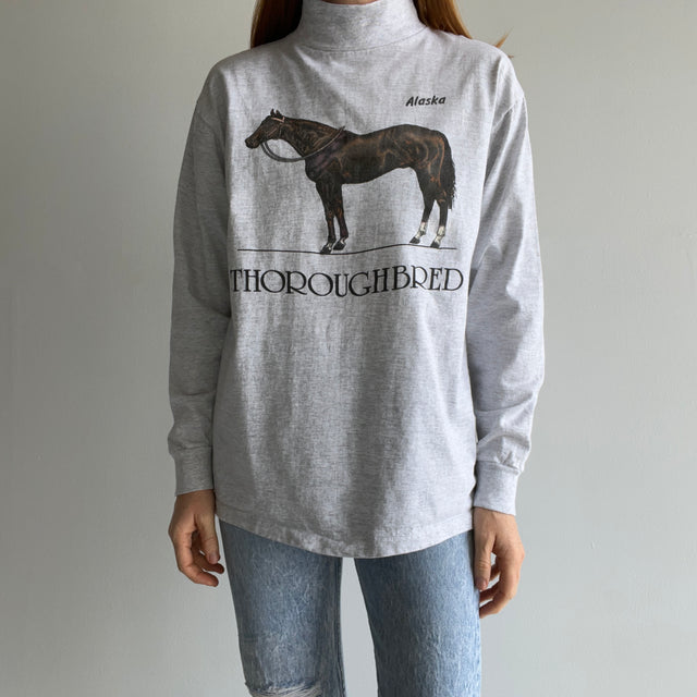 1980s Thoroughbred Alaska Mock Neck Long Sleeve Shirt by Sherry's Best