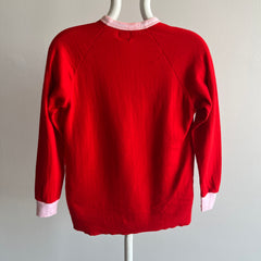 1970/80s DuoFold Two Tone Henley - Soft and Cozy - Red and White
