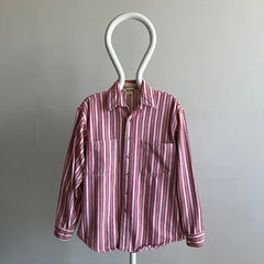1990s Red and White Striped Cotton Flannel by Big Mac
