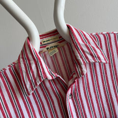 1990s Red and White Striped Cotton Flannel by Big Mac