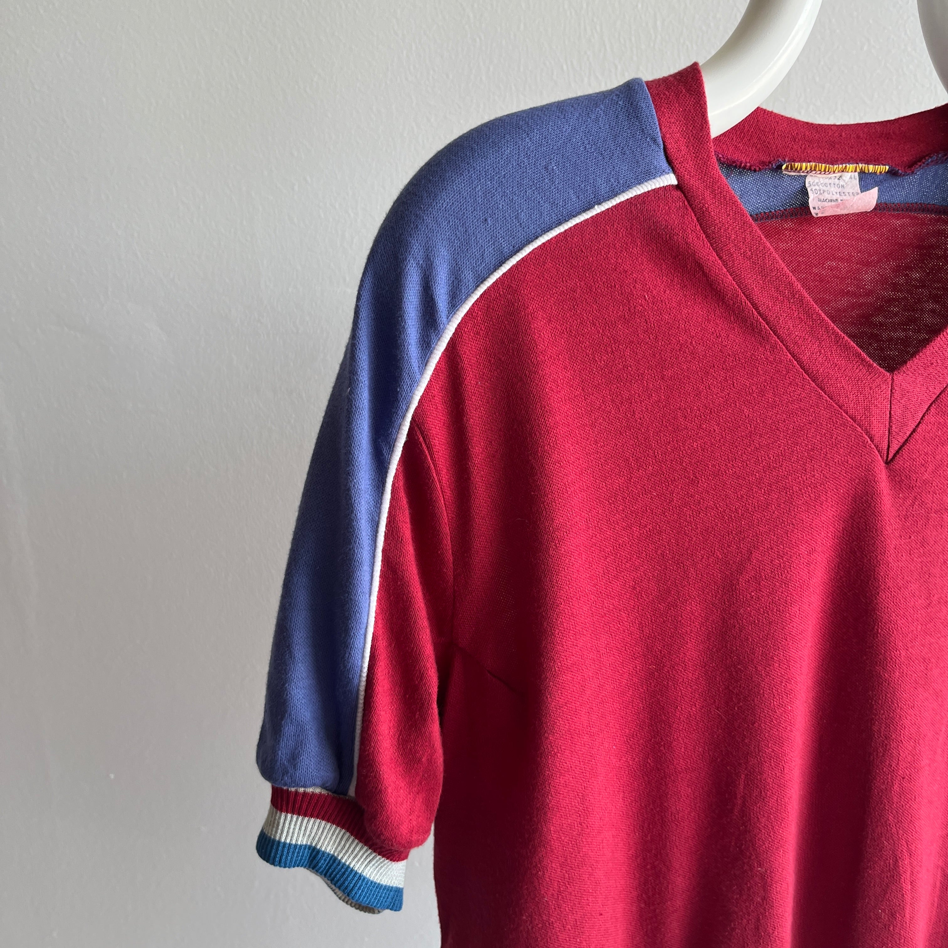 1970/80s Color Block Two Tone - Three Tone - Slouchy T-Shirt