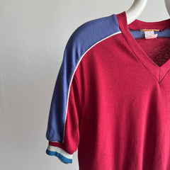 1970/80s Color Block Two Tone - Three Tone - Slouchy T-Shirt