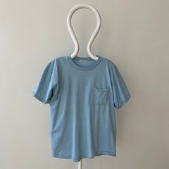 1980s Baby Blue Pocket T Shirt