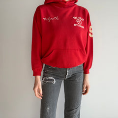1970s Russell Brand Chain Stitched Rad Red Hoodie - Sun Faded - IYKYK